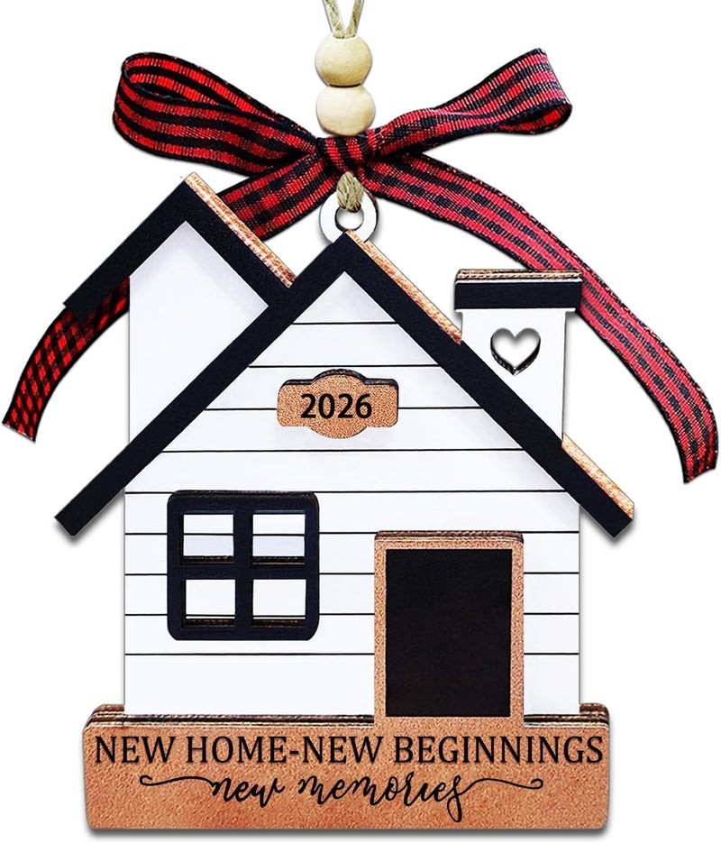JUNQIU US New Home Ornament 2026- Housewarming Gifts New Home, New House New Beginning, House Warming Gift for Women, Couple, homeowners, New Home Gift Ideas - First Home Christmas Ornament 2026 - Image 1